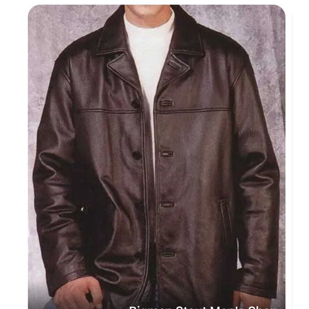Rochester Big And tall Coat Leather Vintage Car Coat Brown xl Tall‎